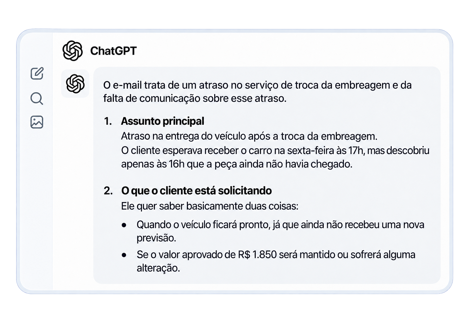 Prova real 05: compreensão de uma demanda de cliente